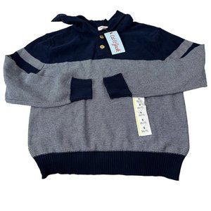 NWT (10-234) Cat & Jack Navy Blue & Gray Light Weight Sweater w/Hoodie